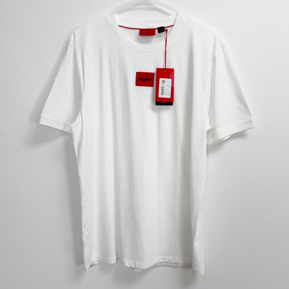 Hugo Boss Shirt Mens Medium White Logo T-Shirt Tee Cotton NWT